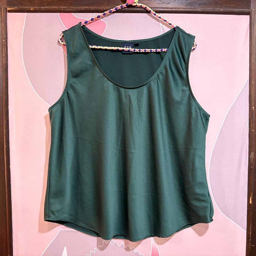 Jewel Green Satin GAP Blouse tank top, L/XL